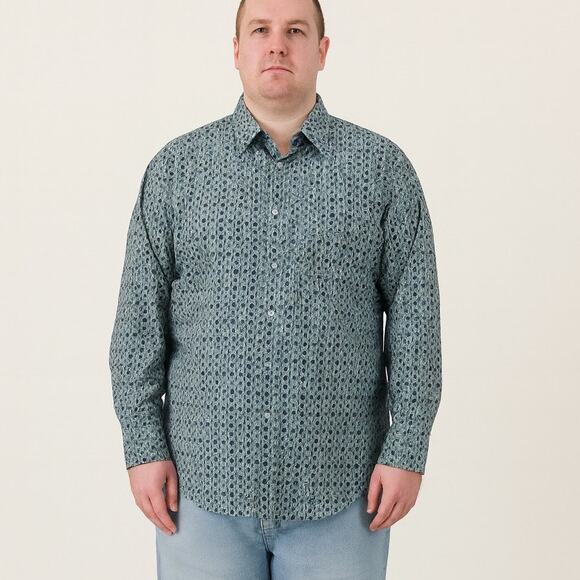 Club Room Men's Long Sleeve Button-Down Shirt - Size XL - Navy Blue Combo - Picture 1 of 7